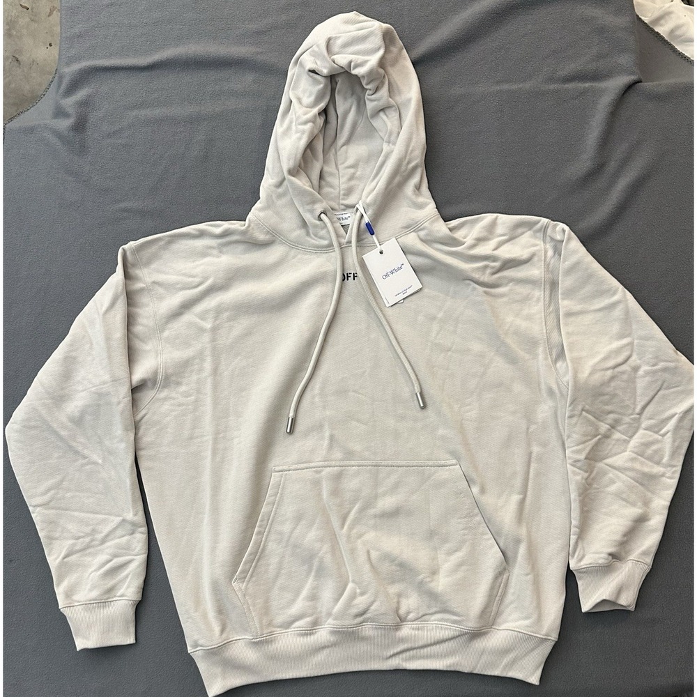 Off-White Off Stamp Skate Pullover Hoodie Beige L Hooded Pockets Logo